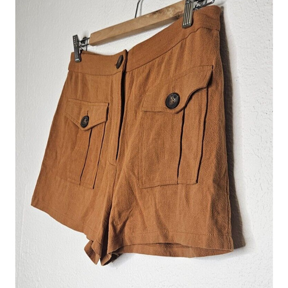 Forever 21 Womens Shorts Medium Brown Woven Pockets Linen Blend Chic Preppy NWT - Picture 3 of 13